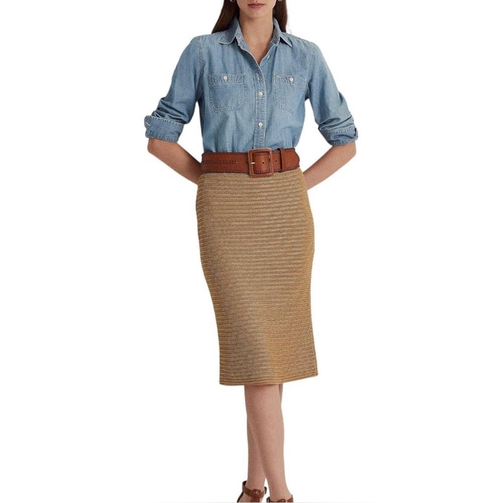 Lauren Ralph Lauren Women's Metallic Cotton-Blend Knit Pencil Skirt 2X